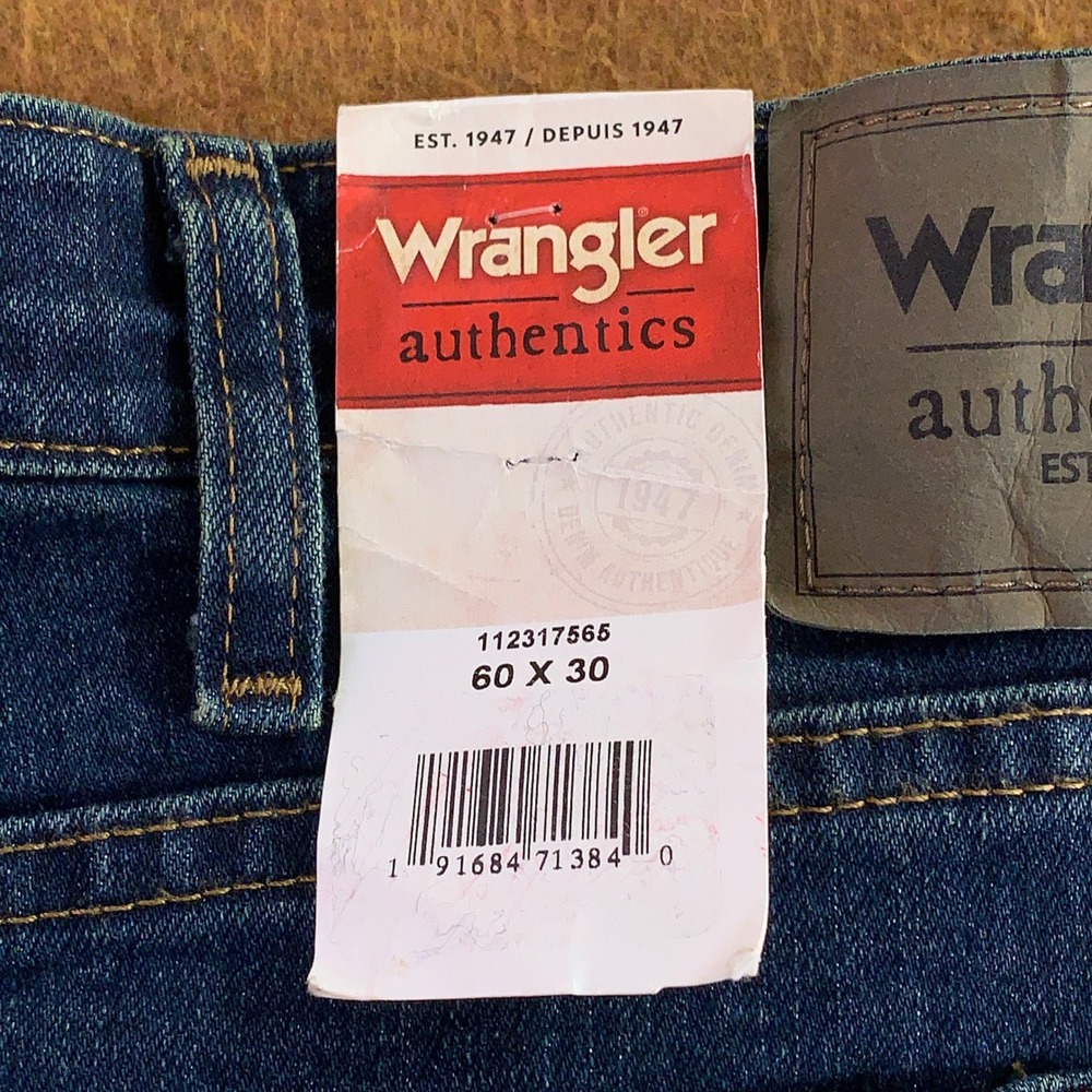 Wrangler Mens 60x30 Blue Authentics Comfort Flex Straight Leg Jeans NWT - Picture 4 of 13